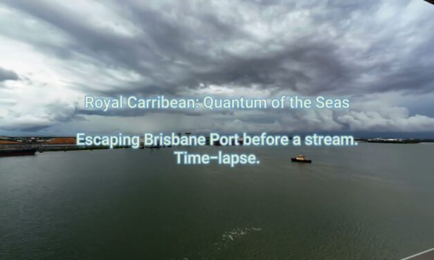 Deb & Matt Chat on YT: @RoyalCaribbean Quantum of The Seas Departing Brisbane during a storm.